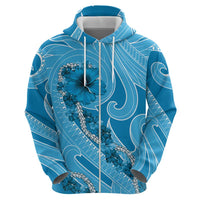 Hawaii Blue Hibiscus Pikake Lei Zip Hoodie - Polynesian Pride