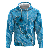 Hawaii Blue Hibiscus Pikake Lei Zip Hoodie - Polynesian Pride