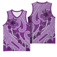 Hawaii Violet Hibiscus Pikake Lei Basketball Jersey - Polynesian Pride