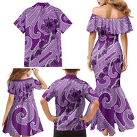 Hawaii Violet Hibiscus Pikake Lei Family Matching Mermaid Dress and Hawaiian Shirt - Polynesian Pride