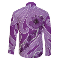 Hawaii Violet Hibiscus Pikake Lei Family Matching Summer Maxi Dress and Hawaiian Shirt - Polynesian Pride