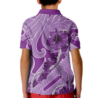 Hawaii Violet Hibiscus Pikake Lei Kid Polo Shirt - Polynesian Pride