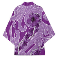 Hawaii Violet Hibiscus Pikake Lei Kimono LT05 - Polynesian Pride