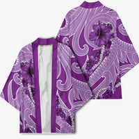 Hawaii Violet Hibiscus Pikake Lei Kimono LT05 - Polynesian Pride
