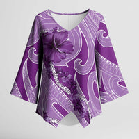 Hawaii Violet Hibiscus Pikake Lei Kimono Sleeve Blouse - Polynesian Pride