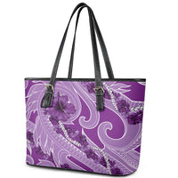Hawaii Violet Hibiscus Pikake Lei Leather Tote Bag - Polynesian Pride