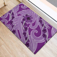 Hawaii Violet Hibiscus Pikake Lei Rubber Doormat - Polynesian Pride