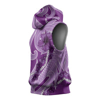 Hawaii Violet Hibiscus Pikake Lei Sleeveless Hoodie - Polynesian Pride