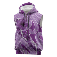 Hawaii Violet Hibiscus Pikake Lei Sleeveless Zip Hoodie LT05 Violet - Polynesian Pride