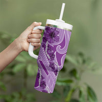 Hawaii Violet Hibiscus Pikake Lei Tumbler With Handle - Polynesian Pride
