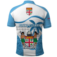 Fiji Rugby Polo Shirt World Cup 2023 Fijian Tapa Pattern Blue Version LT05 - Polynesian Pride