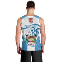 Custom Fiji Rugby Men Tank Top World Cup 2023 Fijian Tapa Pattern Blue Version LT05 - Polynesian Pride