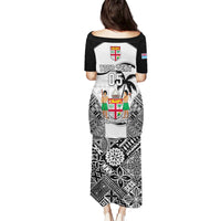 Custom Fiji Rugby Puletasi World Cup 2023 Fijian Tapa Pattern Black Version LT05 - Polynesian Pride