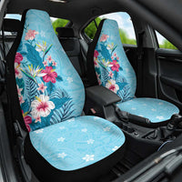 Hawaii Tropical Flowers Car Seat Cover Polynesian Tattoo Sky Blue LT05 One Size Blue - Polynesian Pride