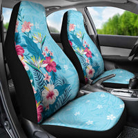Hawaii Tropical Flowers Car Seat Cover Polynesian Tattoo Sky Blue LT05 - Polynesian Pride