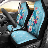 Hawaii Tropical Flowers Car Seat Cover Polynesian Tattoo Sky Blue LT05 - Polynesian Pride