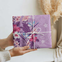 Hawaii Tropical Flowers Wrapping Paper Polynesian Tattoo Lavender - Polynesian Pride