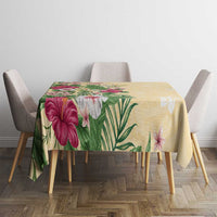 Hawaii Tropical Flowers Tablecloth Polynesian Tattoo Buttermilk