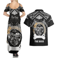 Personalized Shiba Inu Dog Couples Matching Summer Maxi Dress and Hawaiian Shirt With Polynesian Heart Name Tags LT05 - Polynesian Pride