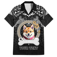 Personalized Shiba Inu Dog Hawaiian Shirt With Polynesian Heart Name Tags LT05 Black - Polynesian Pride