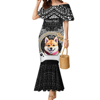 Personalized Shiba Inu Dog Mermaid Dress With Polynesian Heart Name Tags LT05 Women Black - Polynesian Pride