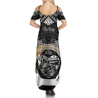 Personalized Shiba Inu Dog Summer Maxi Dress With Polynesian Heart Name Tags LT05 - Polynesian Pride