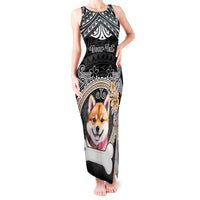 Personalized Shiba Inu Dog Tank Maxi Dress With Polynesian Heart Name Tags LT05 Women Black - Polynesian Pride