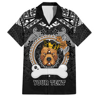 Personalized Pitbull Dog Family Matching Summer Maxi Dress and Hawaiian Shirt With Polynesian Heart Name Tags LT05 Dad's Shirt - Short Sleeve Black - Polynesian Pride