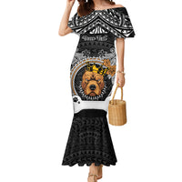 Personalized Pitbull Dog Mermaid Dress With Polynesian Heart Name Tags LT05 Women Black - Polynesian Pride
