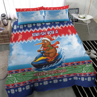 New Zealand Christmas Bedding Set Funny Jet Ride Kiwi Xmas - Polynesian Pride