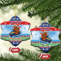 New Zealand Christmas Ceramic Ornament Funny Jet Ride Kiwi Xmas - Polynesian Pride
