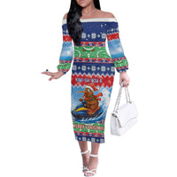 New Zealand Christmas Family Matching Off The Shoulder Long Sleeve Dress and Hawaiian Shirt Funny Jet Ride Kiwi Xmas - Polynesian Pride