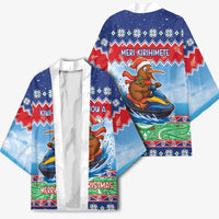 New Zealand Christmas Kimono Funny Jet Ride Kiwi Xmas - Polynesian Pride