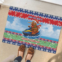 New Zealand Christmas Rubber Doormat Funny Jet Ride Kiwi Xmas - Polynesian Pride
