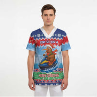 New Zealand Christmas Scrub Top Funny Jet Ride Kiwi Xmas - Polynesian Pride