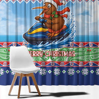 New Zealand Christmas Window Curtain Funny Jet Ride Kiwi Xmas - Polynesian Pride