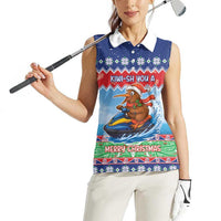 New Zealand Christmas Women Sleeveless Polo Shirt Funny Jet Ride Kiwi Xmas - Polynesian Pride