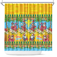 Hawaii Christmas Shower Curtain Mele Kalikimaka Tropical Vibes - Polynesian Pride