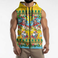 Hawaii Christmas Sleeveless Zip Hoodie Mele Kalikimaka Tropical Vibes - Polynesian Pride