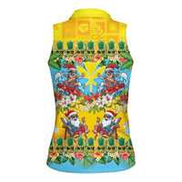 Hawaii Christmas Women Sleeveless Polo Shirt Mele Kalikimaka Tropical Vibes - Polynesian Pride