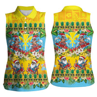 Hawaii Christmas Women Sleeveless Polo Shirt Mele Kalikimaka Tropical Vibes - Polynesian Pride