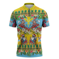 Hawaii Christmas Zipper Polo Shirt Mele Kalikimaka Tropical Vibes - Polynesian Pride