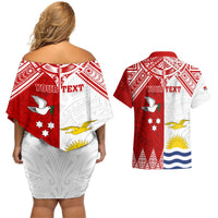 Personalised Tonga And Kiribati Couples Matching Off Shoulder Short Dress and Hawaiian Shirt Coat Of Arms Polynesian Pattern LT05 - Polynesian Pride