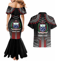 Personalised Samoa Black Saturday Couples Matching Mermaid Dress and Hawaiian Shirt Samoan Warrior Tribal Pattern LT05 - Polynesian Pride