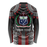 Personalised Samoa Black Saturday Long Sleeve Shirt Samoan Warrior Tribal Pattern