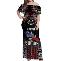 Personalised Samoa Black Saturday Off Shoulder Maxi Dress Samoan Warrior Tribal Pattern LT05 Women Black - Polynesian Pride