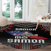 Samoa Black Saturday Round Carpet Samoan Warrior Tribal Pattern LT05 - Polynesian Pride