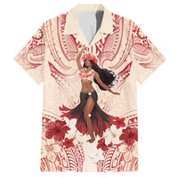 Tahiti Women's Day Family Matching Tank Maxi Dress and Hawaiian Shirt With Polynesian Pattern LT05 Dad's Shirt - Short Sleeve Beige - Polynesian Pride