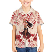 Tahiti Women's Day Family Matching Tank Maxi Dress and Hawaiian Shirt With Polynesian Pattern LT05 Son's Shirt Beige - Polynesian Pride