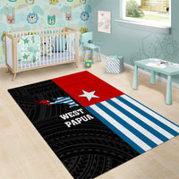 Personalised West Papua Area Rug Polynesian Pattern With Coat Of Arms